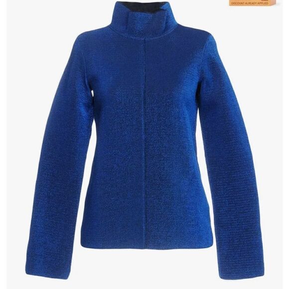 GOLDEN GOOSE Neon Blue Diana Lurex Neoprene Top Size XS Mock Neck Sweatshirt - Picture 1 of 11